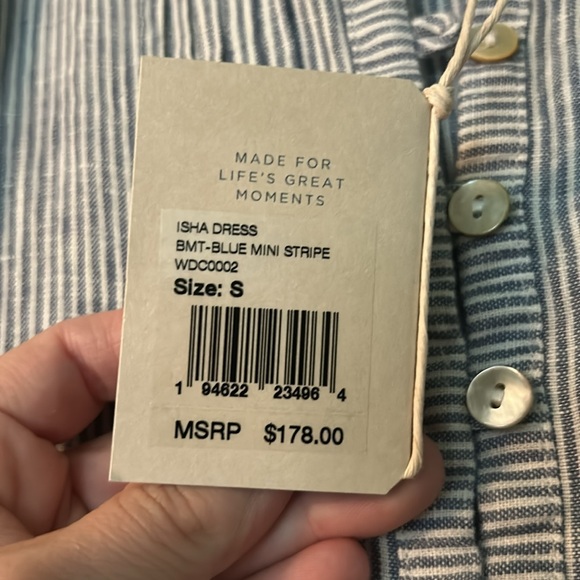 NWT Faherty Sleeveless Striped Dress 100% linen - Picture 5 of 7